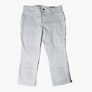 Cropped White Capris George Size 14 Jean Style Zippered Slim Fit Stretchy